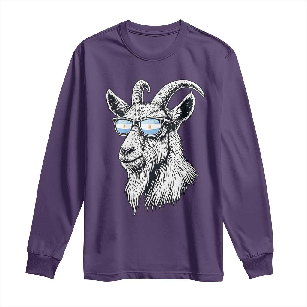Cool Goat With Sunglasses Argentinian Flag Long Sleeve Shirt Argentina Soccer Football Game Day Supporter TS14 S Purple Print Your Wear