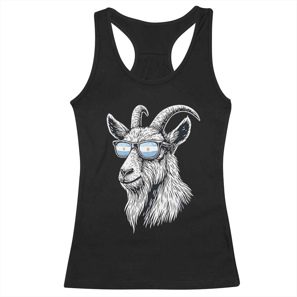 Cool Goat With Sunglasses Argentinian Flag Racerback Tank Top Argentina Soccer Football Game Day Supporter TS14 Black Print Your Wear