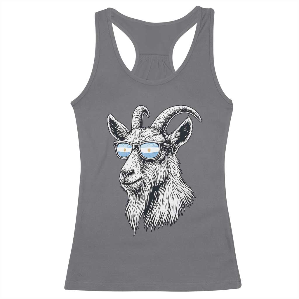 Cool Goat With Sunglasses Argentinian Flag Racerback Tank Top Argentina Soccer Football Game Day Supporter TS14 Charcoal Print Your Wear