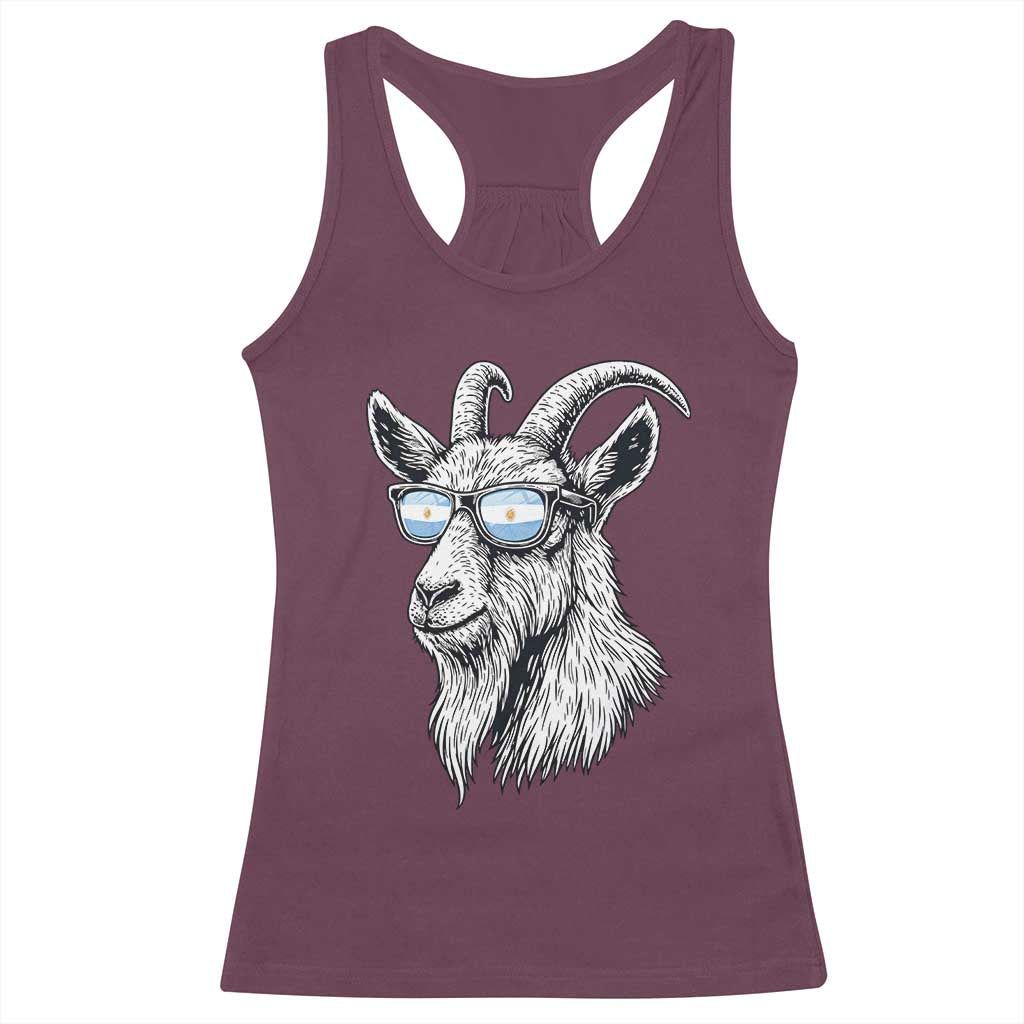 Cool Goat With Sunglasses Argentinian Flag Racerback Tank Top Argentina Soccer Football Game Day Supporter TS14 Maroon Print Your Wear
