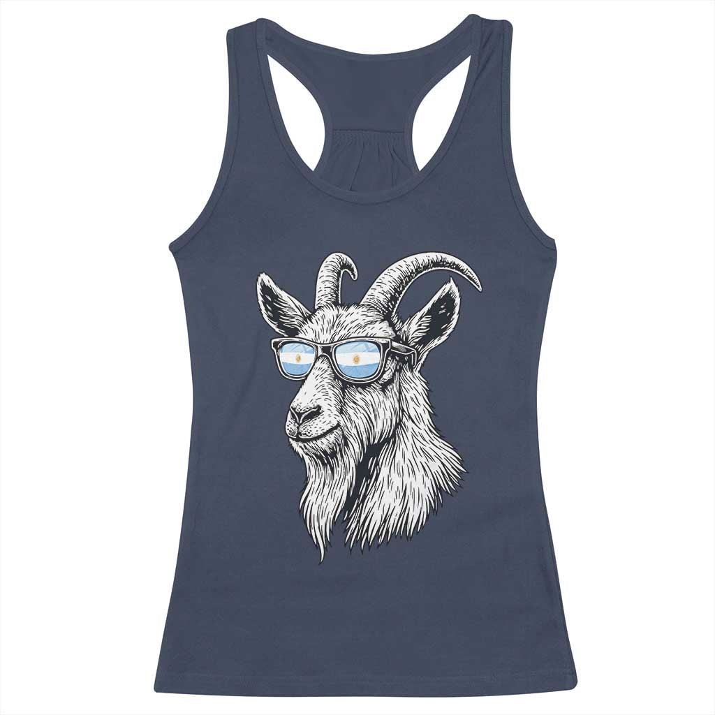 Cool Goat With Sunglasses Argentinian Flag Racerback Tank Top Argentina Soccer Football Game Day Supporter TS14 Navy Print Your Wear