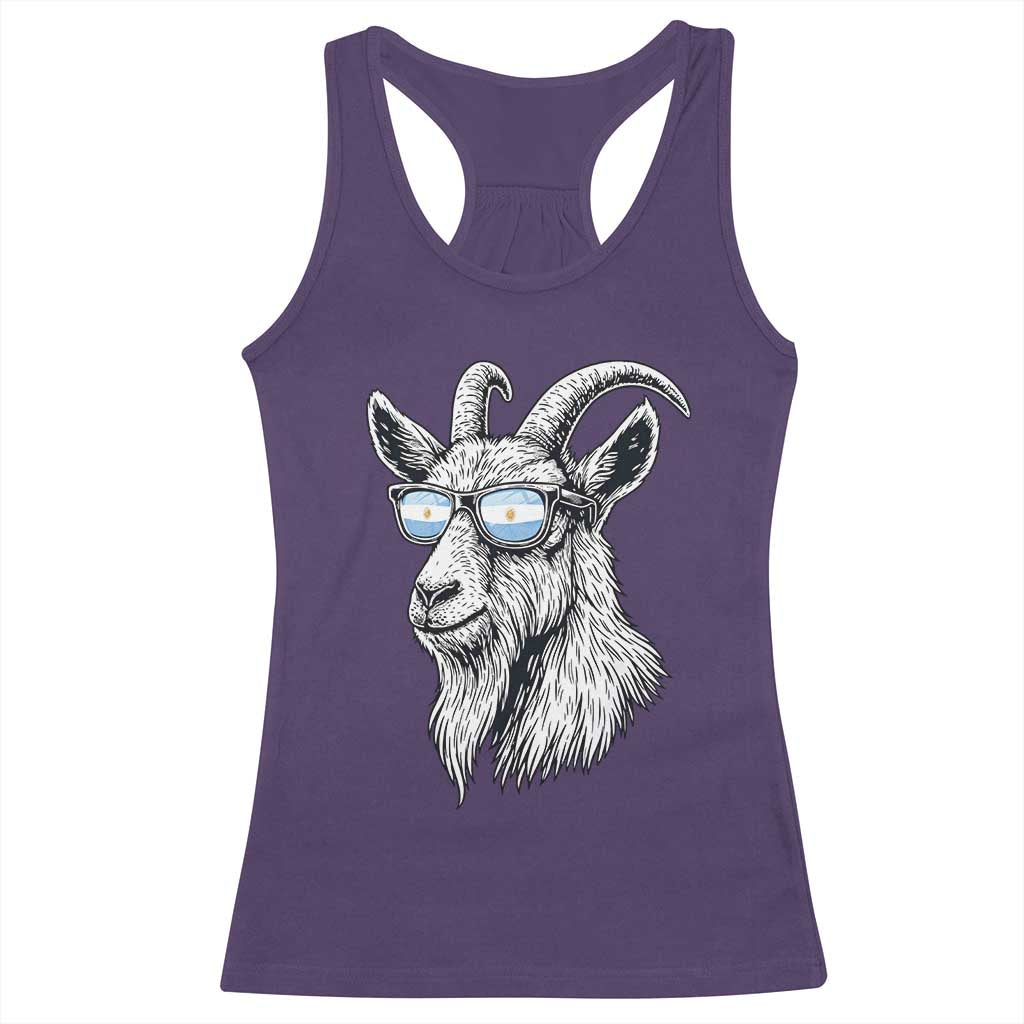 Cool Goat With Sunglasses Argentinian Flag Racerback Tank Top Argentina Soccer Football Game Day Supporter TS14 Purple Print Your Wear
