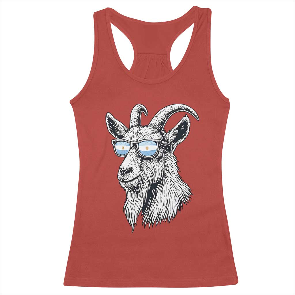 Cool Goat With Sunglasses Argentinian Flag Racerback Tank Top Argentina Soccer Football Game Day Supporter TS14 Red Print Your Wear