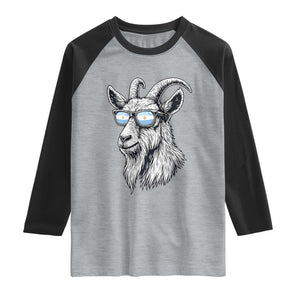 Cool Goat With Sunglasses Argentinian Flag Raglan Shirt Argentina Soccer Football Game Day Supporter TS14 Heather Gray Black Print Your Wear