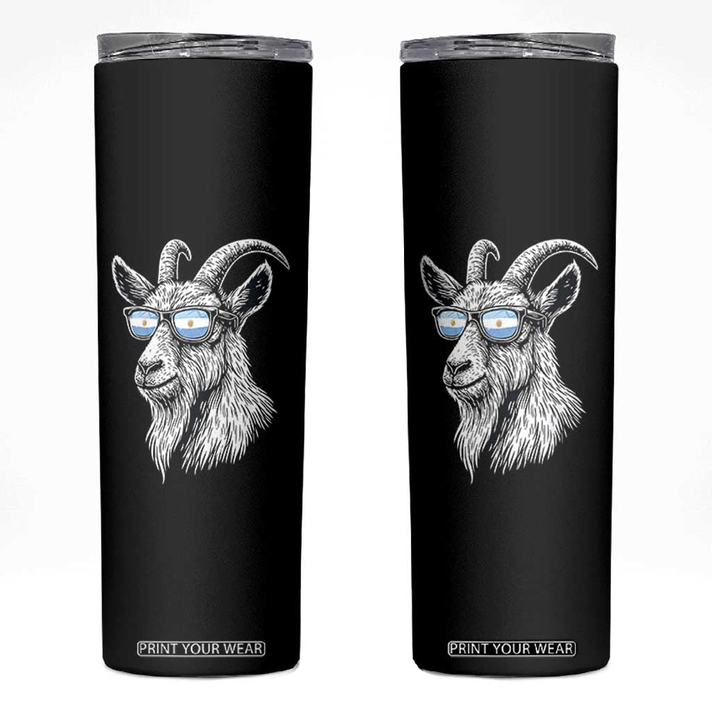 Cool Goat With Sunglasses Argentinian Flag Skinny Tumbler Argentina Soccer Football Game Day Supporter TS14 Black Print Your Wear