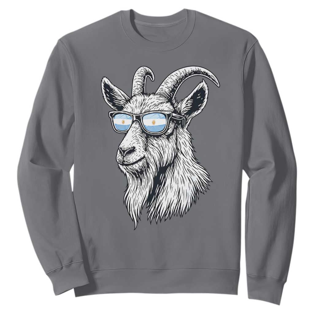 Cool Goat With Sunglasses Argentinian Flag Sweatshirt Argentina Soccer Football Game Day Supporter TS14 Charcoal Print Your Wear