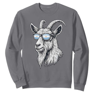 Cool Goat With Sunglasses Argentinian Flag Sweatshirt Argentina Soccer Football Game Day Supporter TS14 Charcoal Print Your Wear