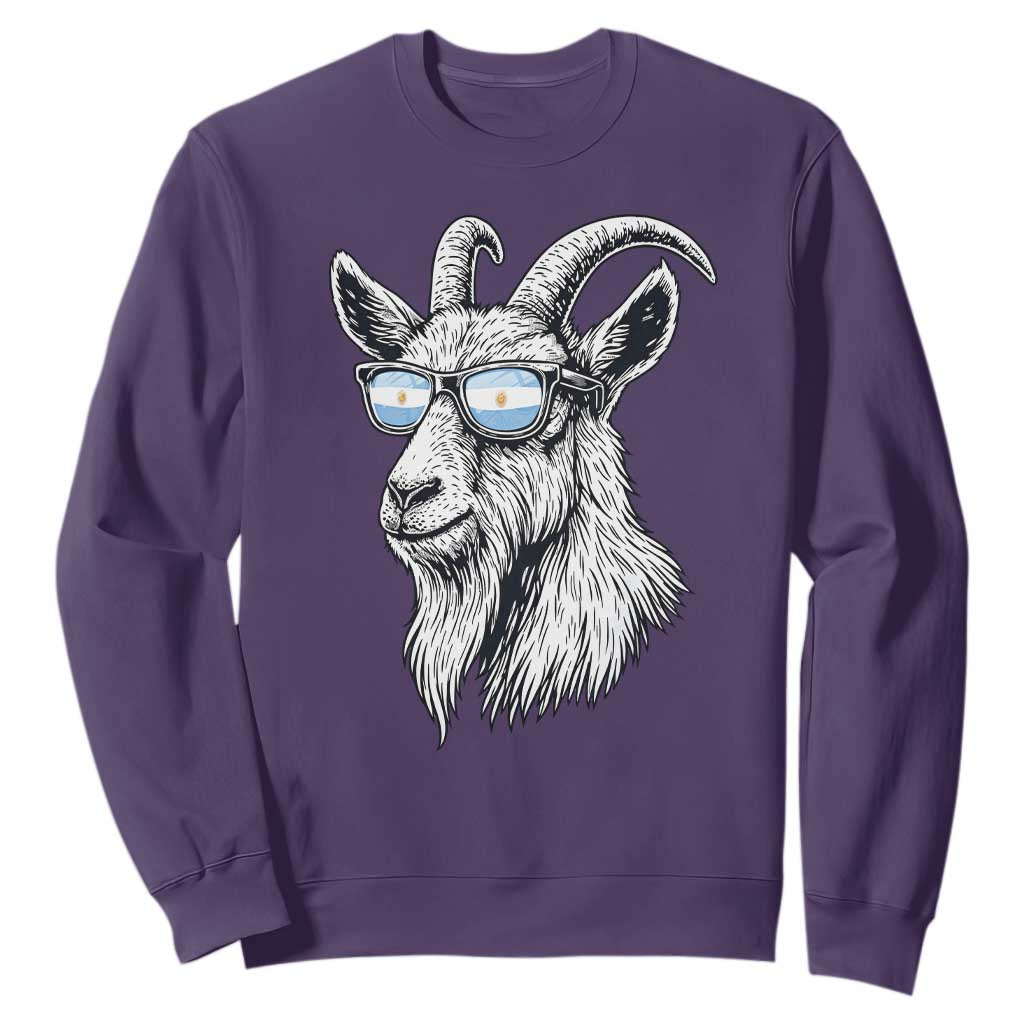 Cool Goat With Sunglasses Argentinian Flag Sweatshirt Argentina Soccer Football Game Day Supporter TS14 S Purple Print Your Wear