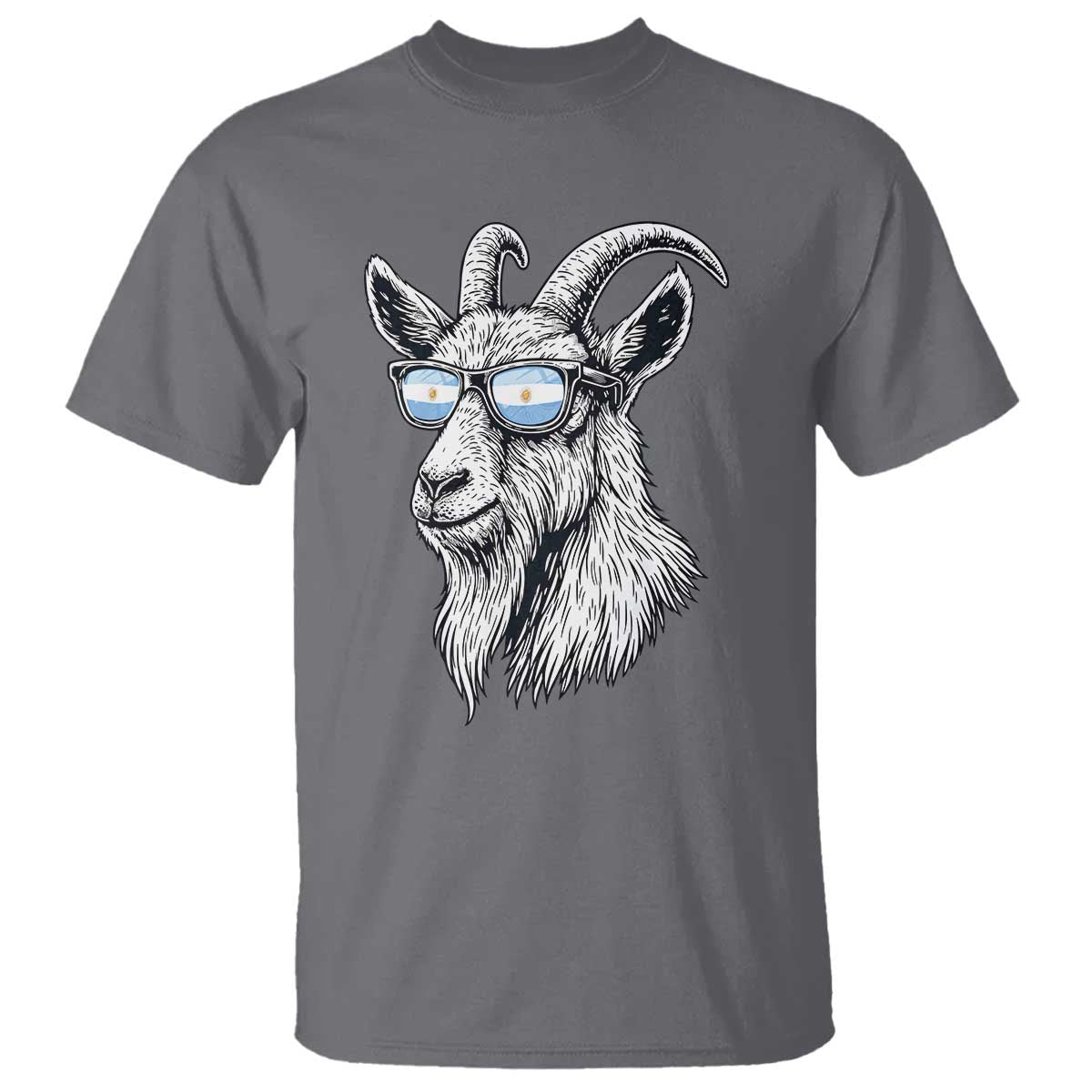 Cool Goat With Sunglasses Argentinian Flag T Shirt Argentina Soccer Football Game Day Supporter TS14 Charcoal Print Your Wear