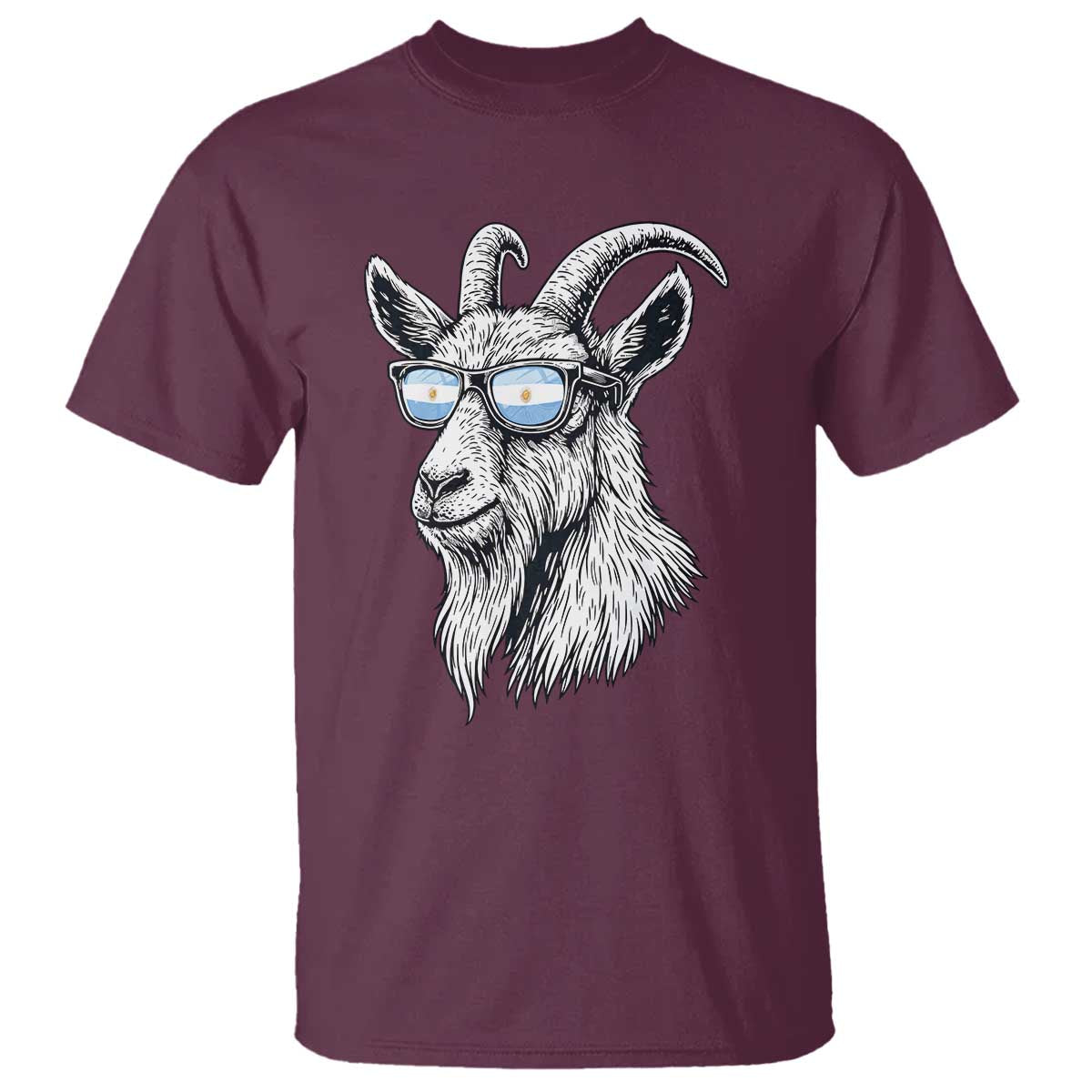 Cool Goat With Sunglasses Argentinian Flag T Shirt Argentina Soccer Football Game Day Supporter TS14 Maroon Print Your Wear