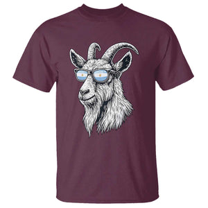 Cool Goat With Sunglasses Argentinian Flag T Shirt Argentina Soccer Football Game Day Supporter TS14 Maroon Print Your Wear