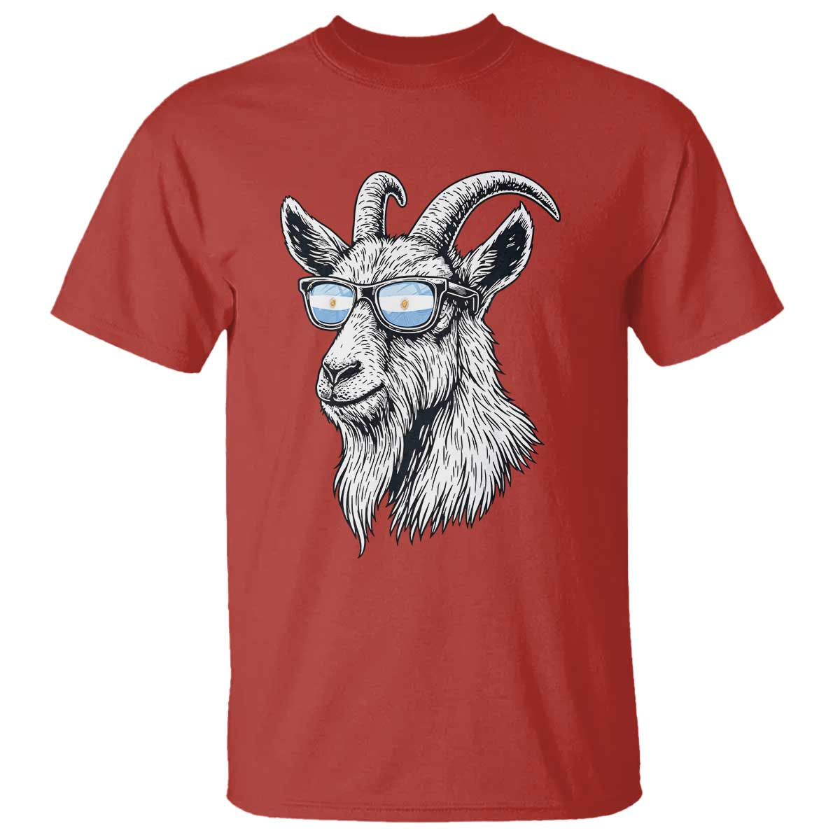 Cool Goat With Sunglasses Argentinian Flag T Shirt Argentina Soccer Football Game Day Supporter TS14 Red Print Your Wear