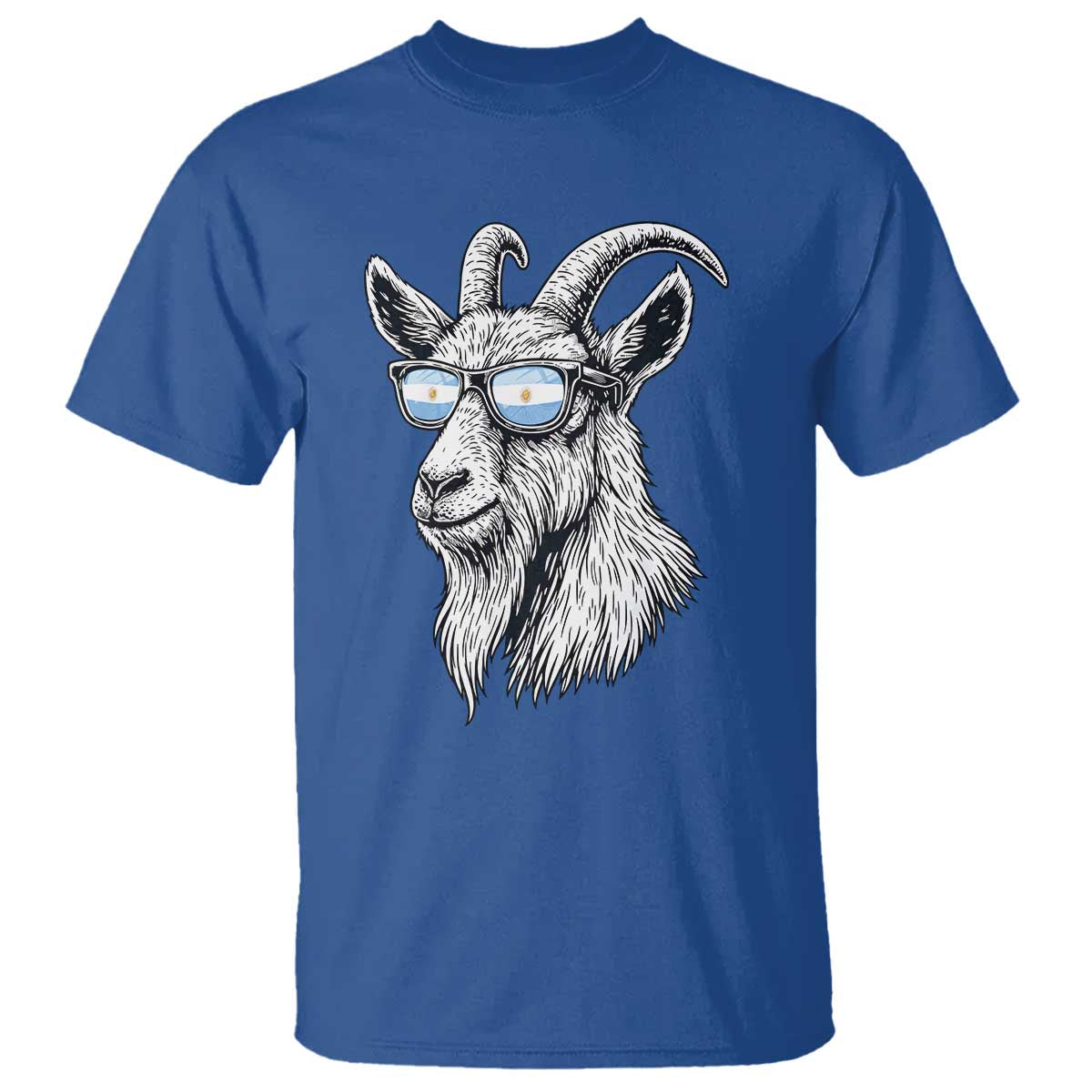 Cool Goat With Sunglasses Argentinian Flag T Shirt Argentina Soccer Football Game Day Supporter TS14 Royal Blue Print Your Wear