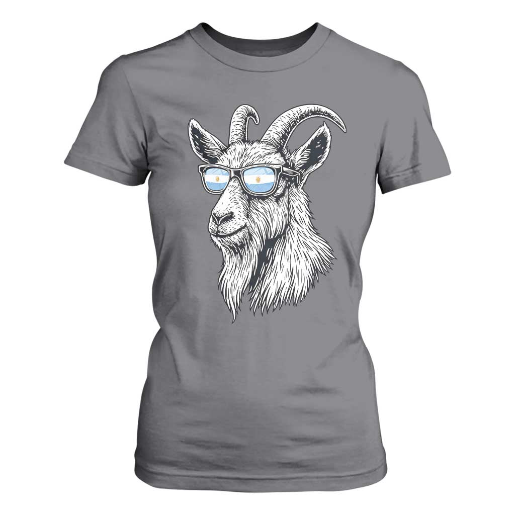 Cool Goat With Sunglasses Argentinian Flag T Shirt For Women Argentina Soccer Football Game Day Supporter TS14 Charcoal Print Your Wear