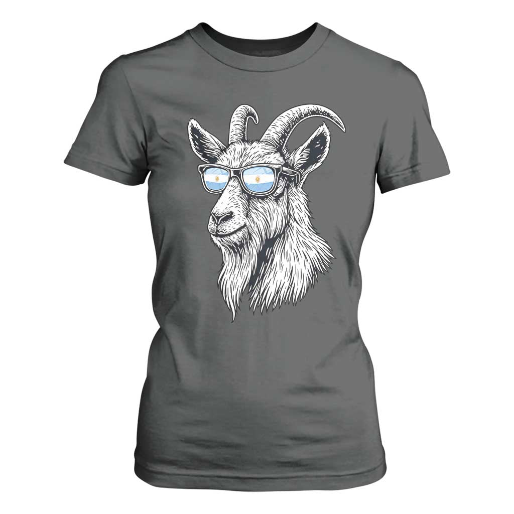 Cool Goat With Sunglasses Argentinian Flag T Shirt For Women Argentina Soccer Football Game Day Supporter TS14 Dark Heather Print Your Wear