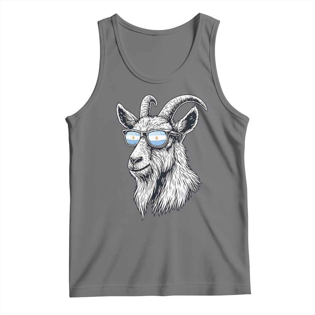 Cool Goat With Sunglasses Argentinian Flag Tank Top Argentina Soccer Football Game Day Supporter TS14 Black Heather Print Your Wear