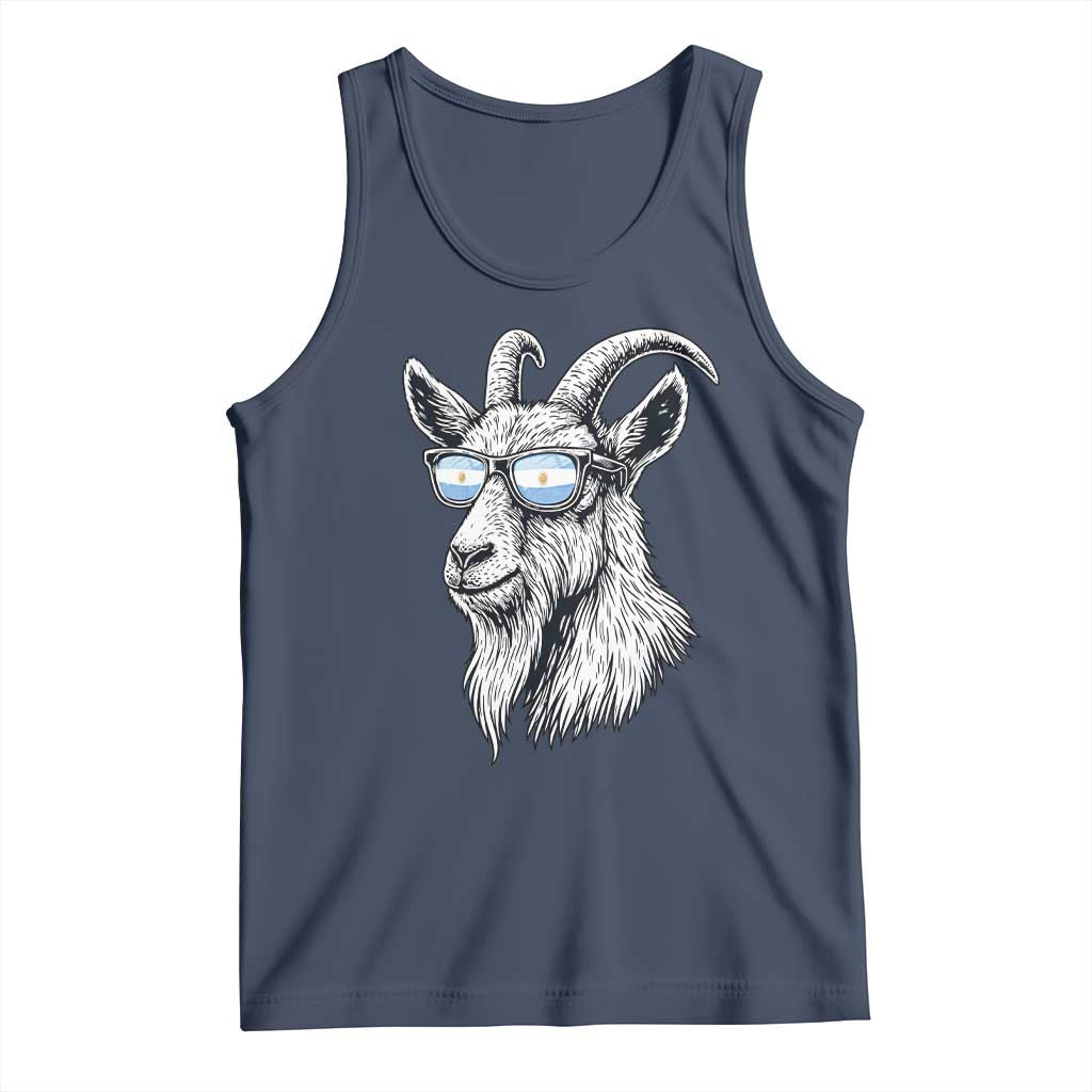 Cool Goat With Sunglasses Argentinian Flag Tank Top Argentina Soccer Football Game Day Supporter TS14 Navy Print Your Wear
