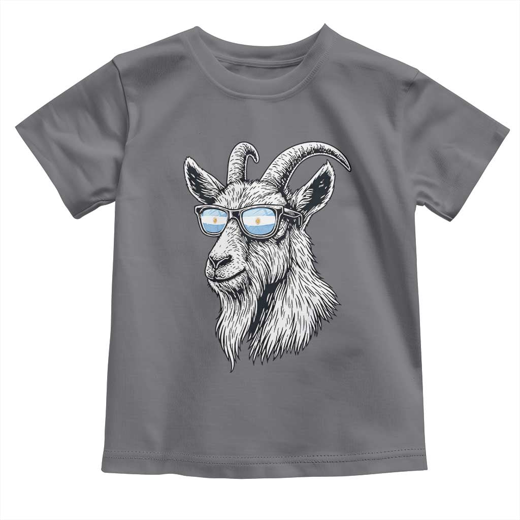 Cool Goat With Sunglasses Argentinian Flag Toddler T Shirt Argentina Soccer Football Game Day Supporter TS14 Charcoal Print Your Wear