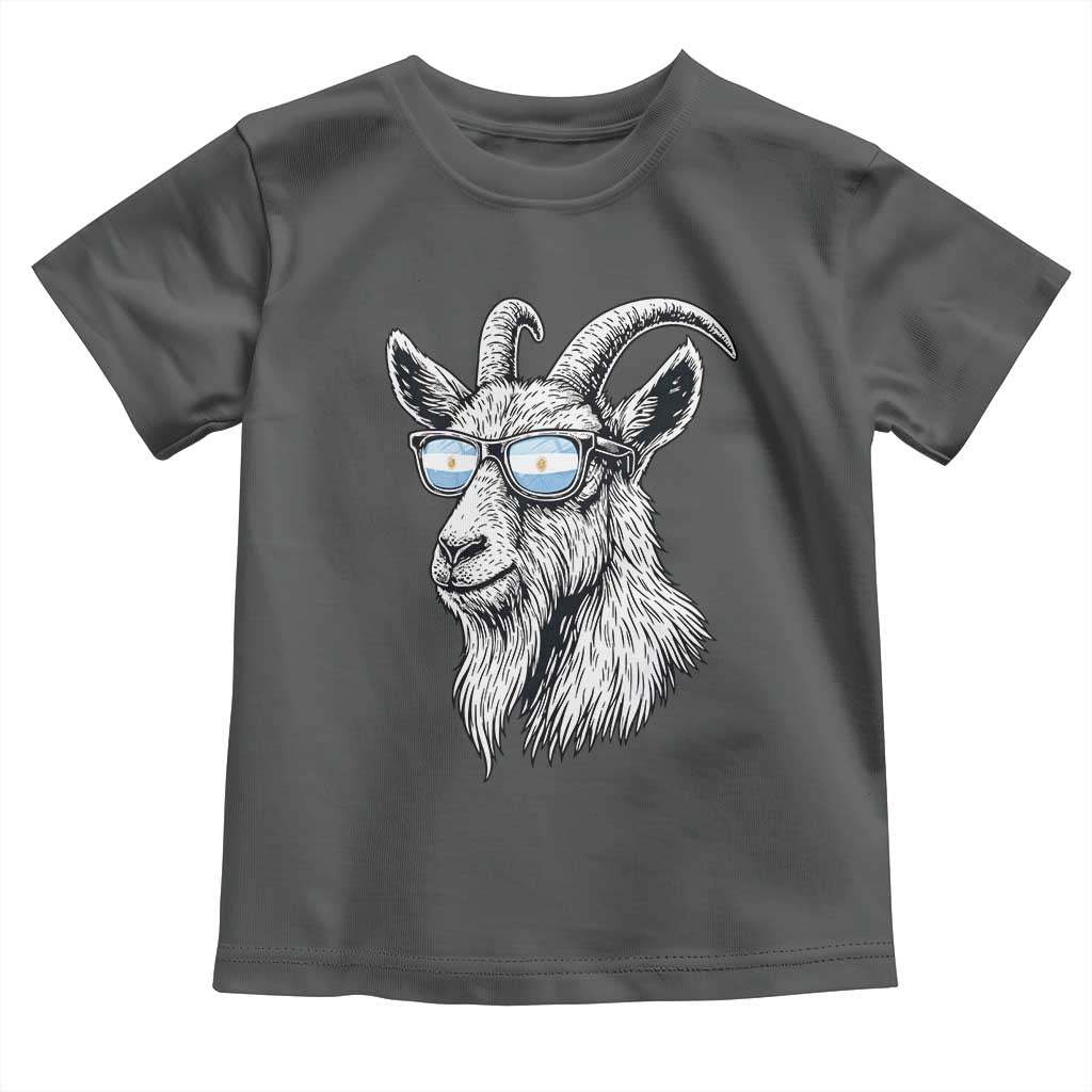 Cool Goat With Sunglasses Argentinian Flag Toddler T Shirt Argentina Soccer Football Game Day Supporter TS14 Dark Heather Print Your Wear