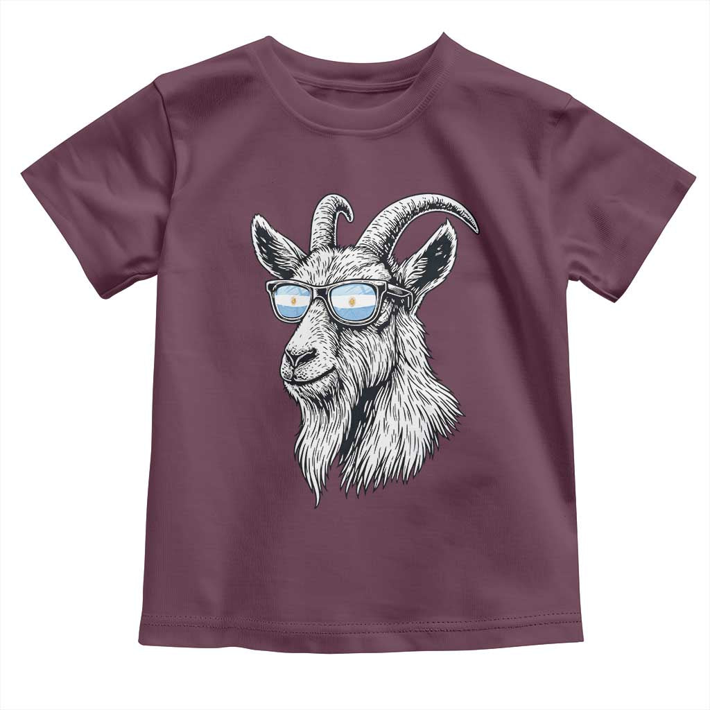 Cool Goat With Sunglasses Argentinian Flag Toddler T Shirt Argentina Soccer Football Game Day Supporter TS14 Maroon Print Your Wear