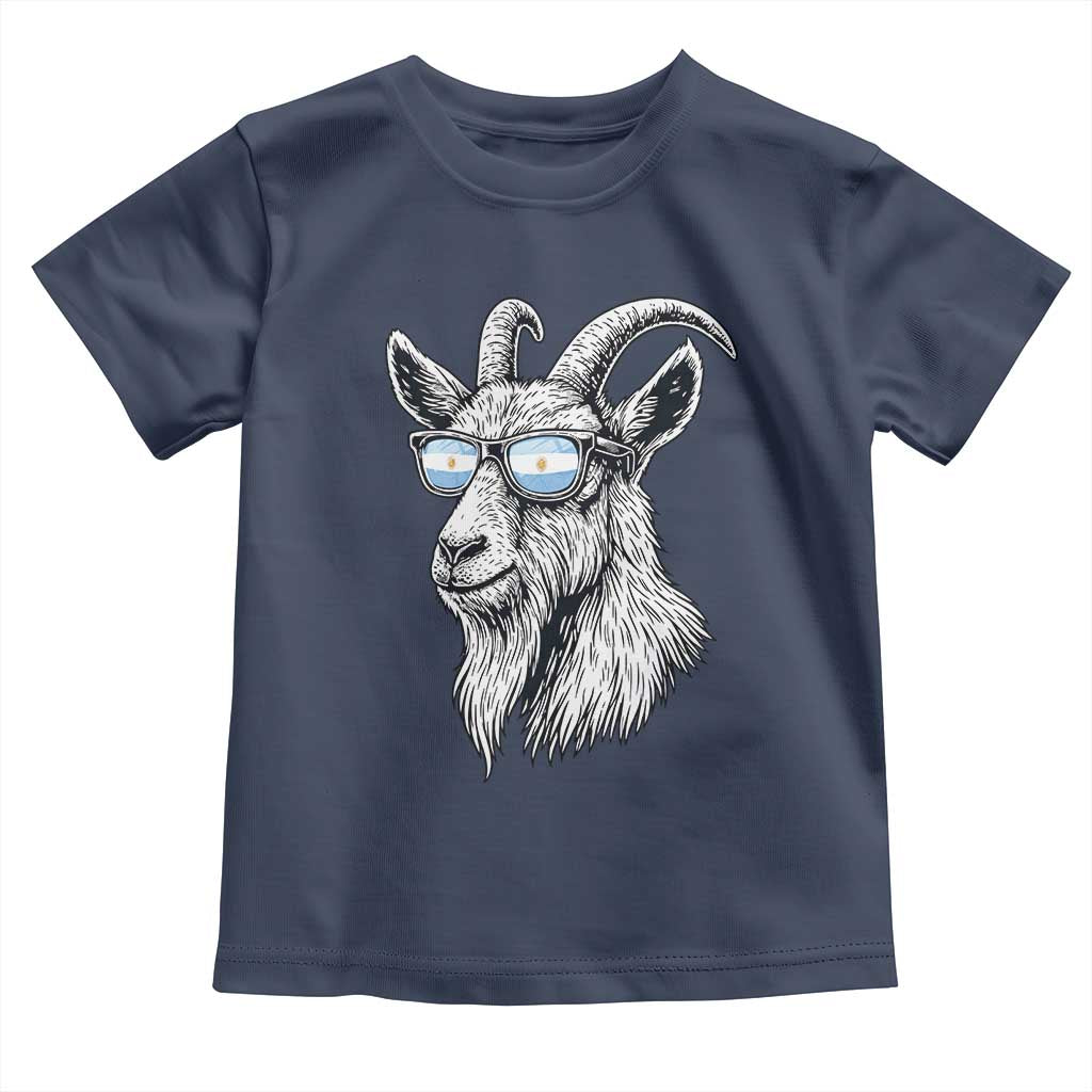 Cool Goat With Sunglasses Argentinian Flag Toddler T Shirt Argentina Soccer Football Game Day Supporter TS14 Navy Print Your Wear