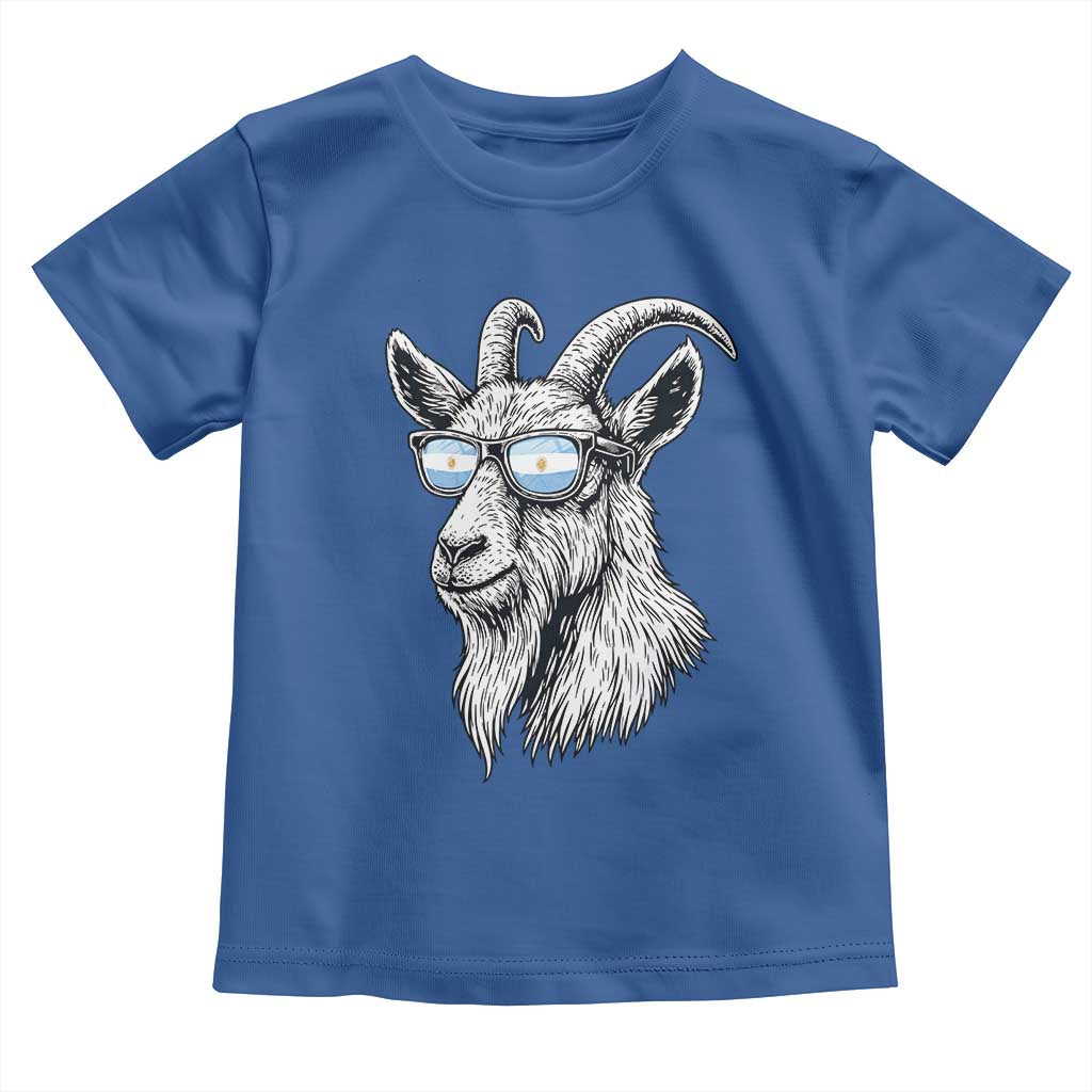 Cool Goat With Sunglasses Argentinian Flag Toddler T Shirt Argentina Soccer Football Game Day Supporter TS14 Royal Blue Print Your Wear