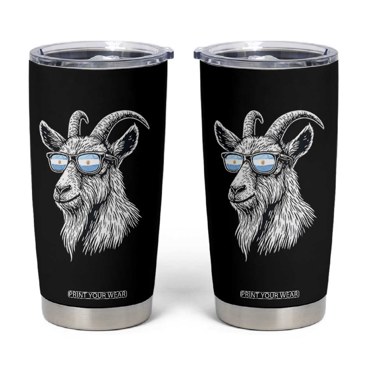 Cool Goat With Sunglasses Argentinian Flag Tumbler Cup Argentina Soccer Football Game Day Supporter TS14 Black Print Your Wear