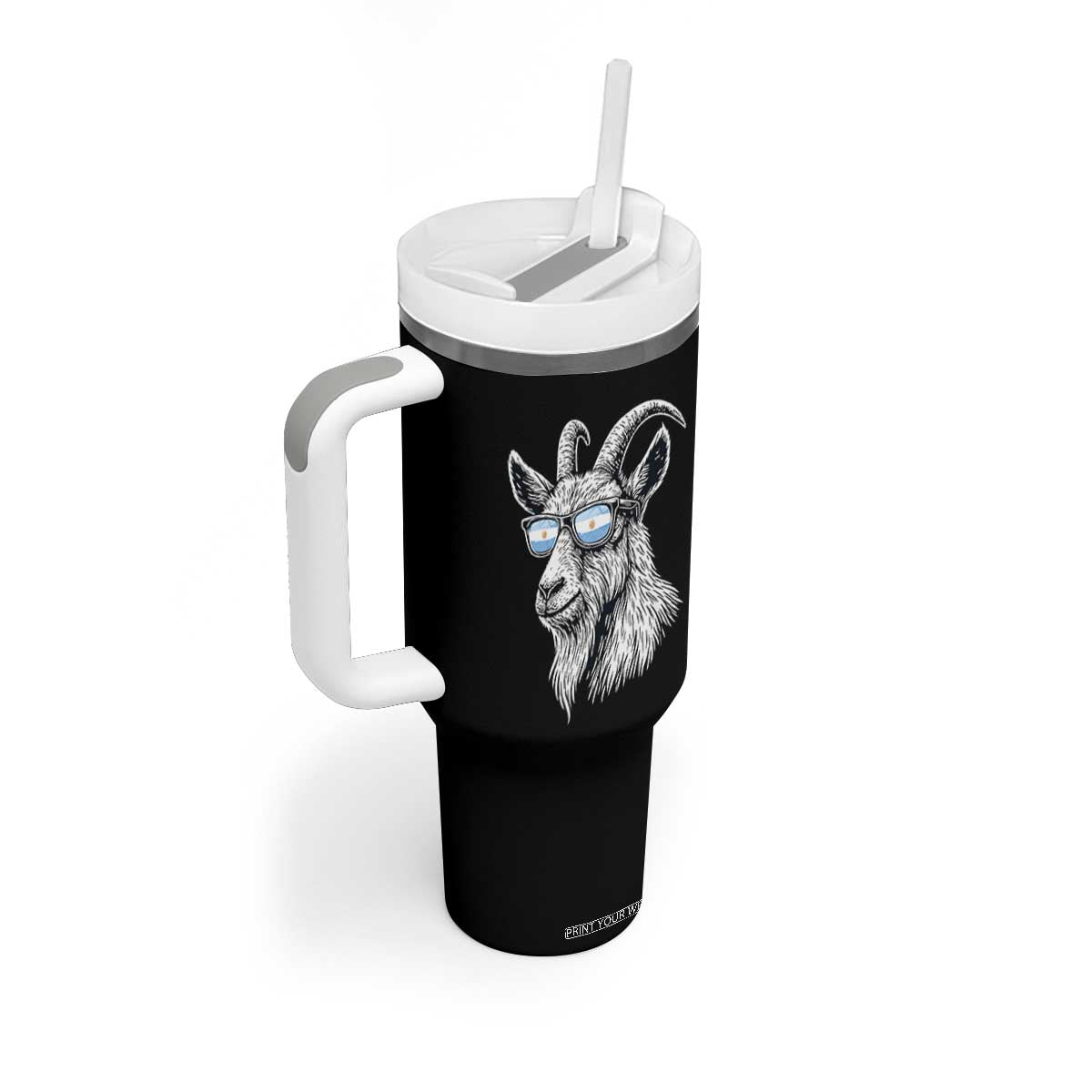 Cool Goat With Sunglasses Argentinian Flag Tumbler With Handle Argentina Soccer Football Game Day Supporter TS14 Print Your Wear