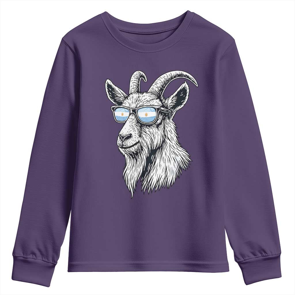 Cool Goat With Sunglasses Argentinian Flag Youth Sweatshirt Argentina Soccer Football Game Day Supporter TS14 Purple Print Your Wear