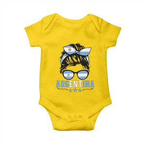 Argentina Messy Bun Proud Argentinian Flag Baby Onesie TS14 Daisy Print Your Wear