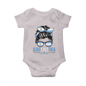 Argentina Messy Bun Proud Argentinian Flag Baby Onesie TS14 Ice Gray Print Your Wear