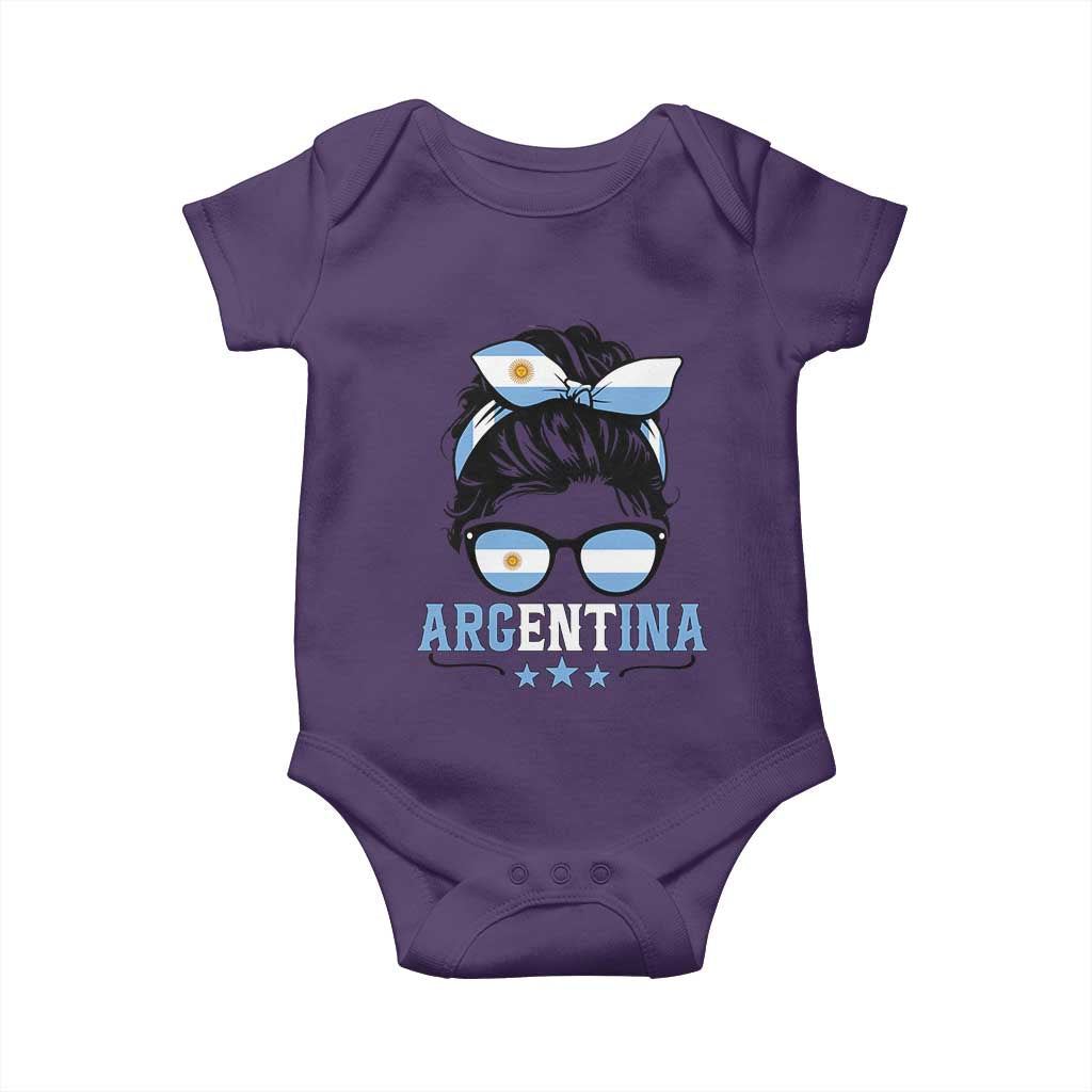 Argentina Messy Bun Proud Argentinian Flag Baby Onesie TS14 Purple Print Your Wear