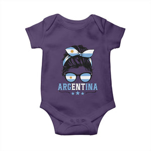 Argentina Messy Bun Proud Argentinian Flag Baby Onesie TS14 Purple Print Your Wear