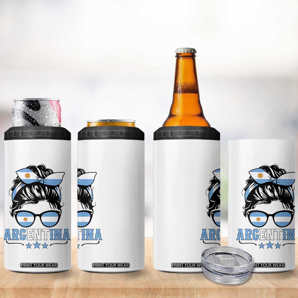 Argentina Messy Bun Proud Argentinian Flag 4 in 1 Can Cooler Tumbler TS14 Print Your Wear