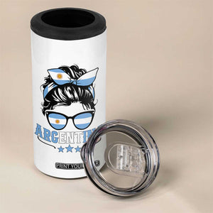 Argentina Messy Bun Proud Argentinian Flag 4 in 1 Can Cooler Tumbler TS14 Print Your Wear