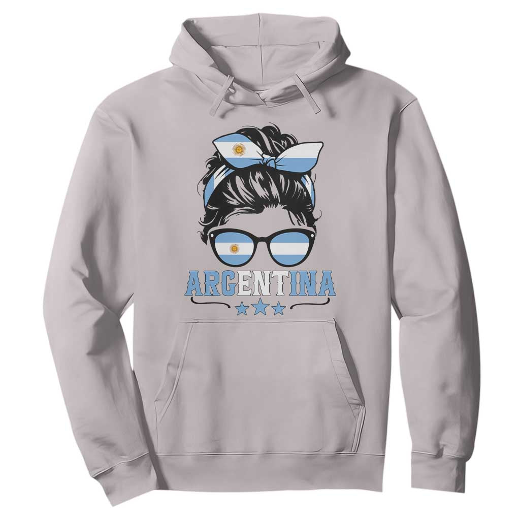 Argentina Messy Bun Proud Argentinian Flag Hoodie TS14 S Ice Gray Print Your Wear