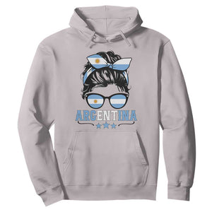 Argentina Messy Bun Proud Argentinian Flag Hoodie TS14 S Ice Gray Print Your Wear