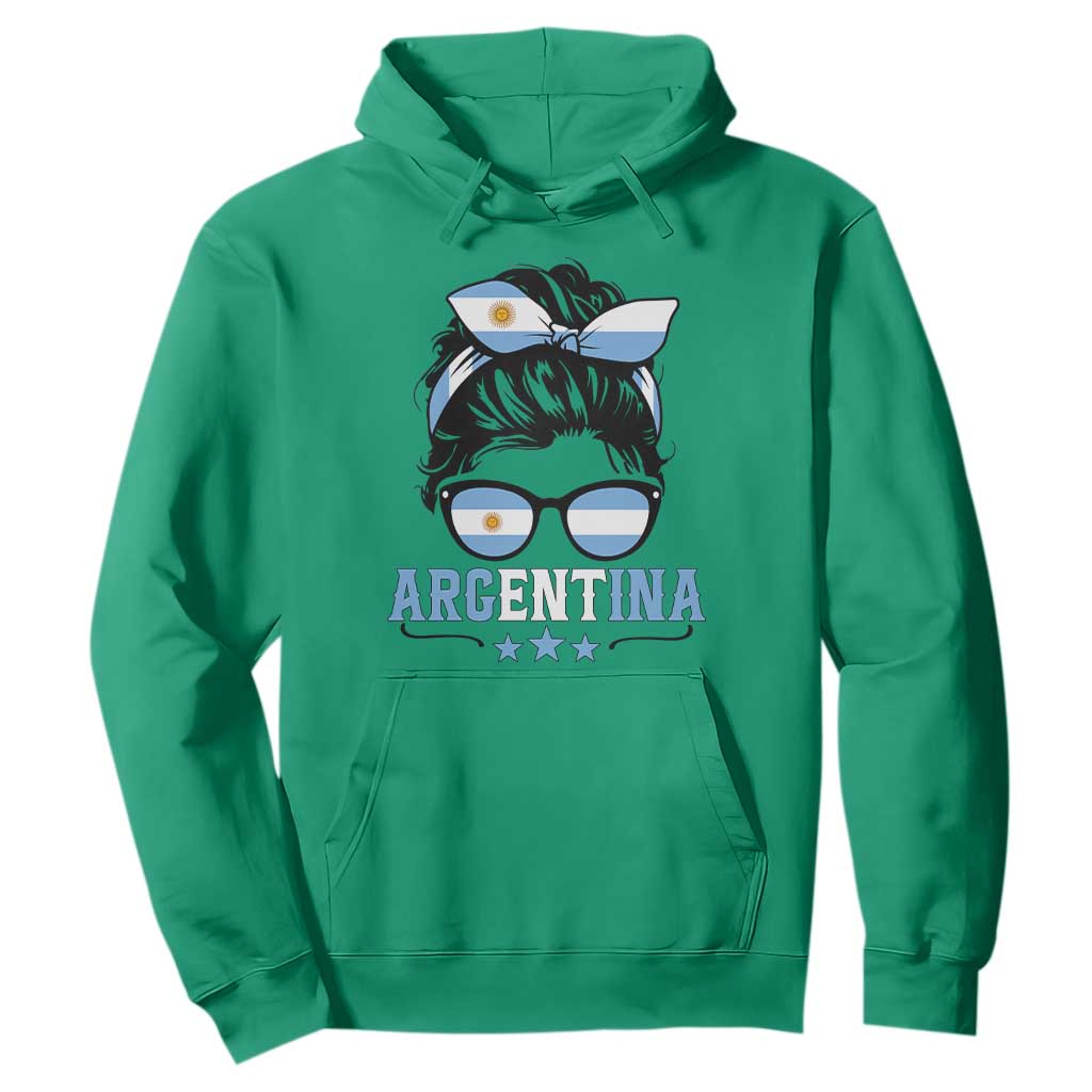 Argentina Messy Bun Proud Argentinian Flag Hoodie TS14 Irish Green Print Your Wear