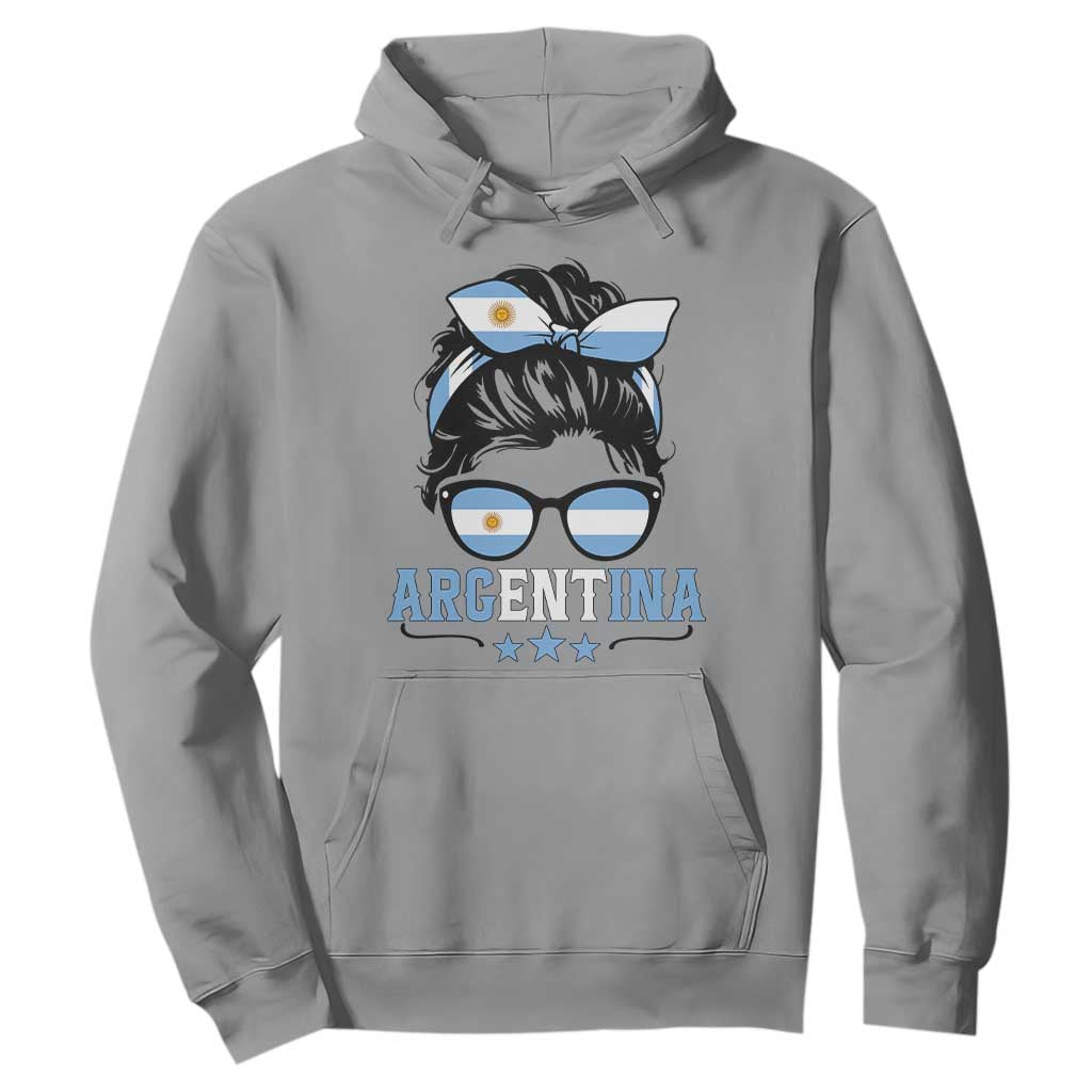Argentina Messy Bun Proud Argentinian Flag Hoodie TS14 Sport Gray Print Your Wear