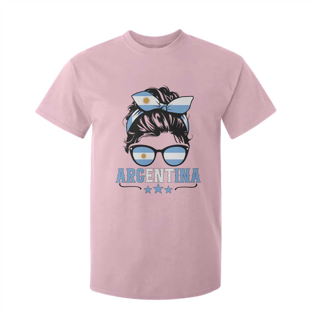 Argentina Messy Bun Proud Argentinian Flag T Shirt For Kid TS14 Light Pink Print Your Wear