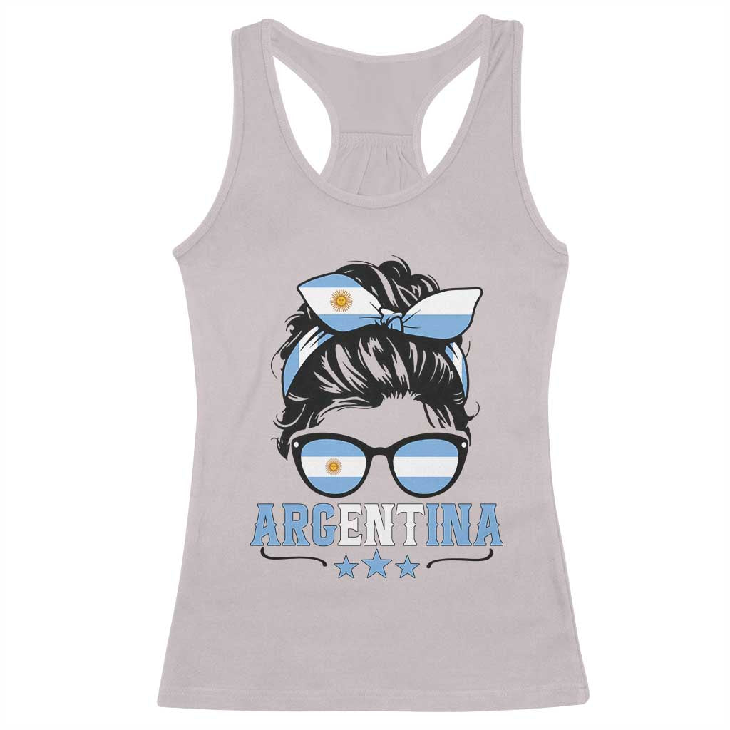 Argentina Messy Bun Proud Argentinian Flag Racerback Tank Top TS14 Ice Gray Print Your Wear