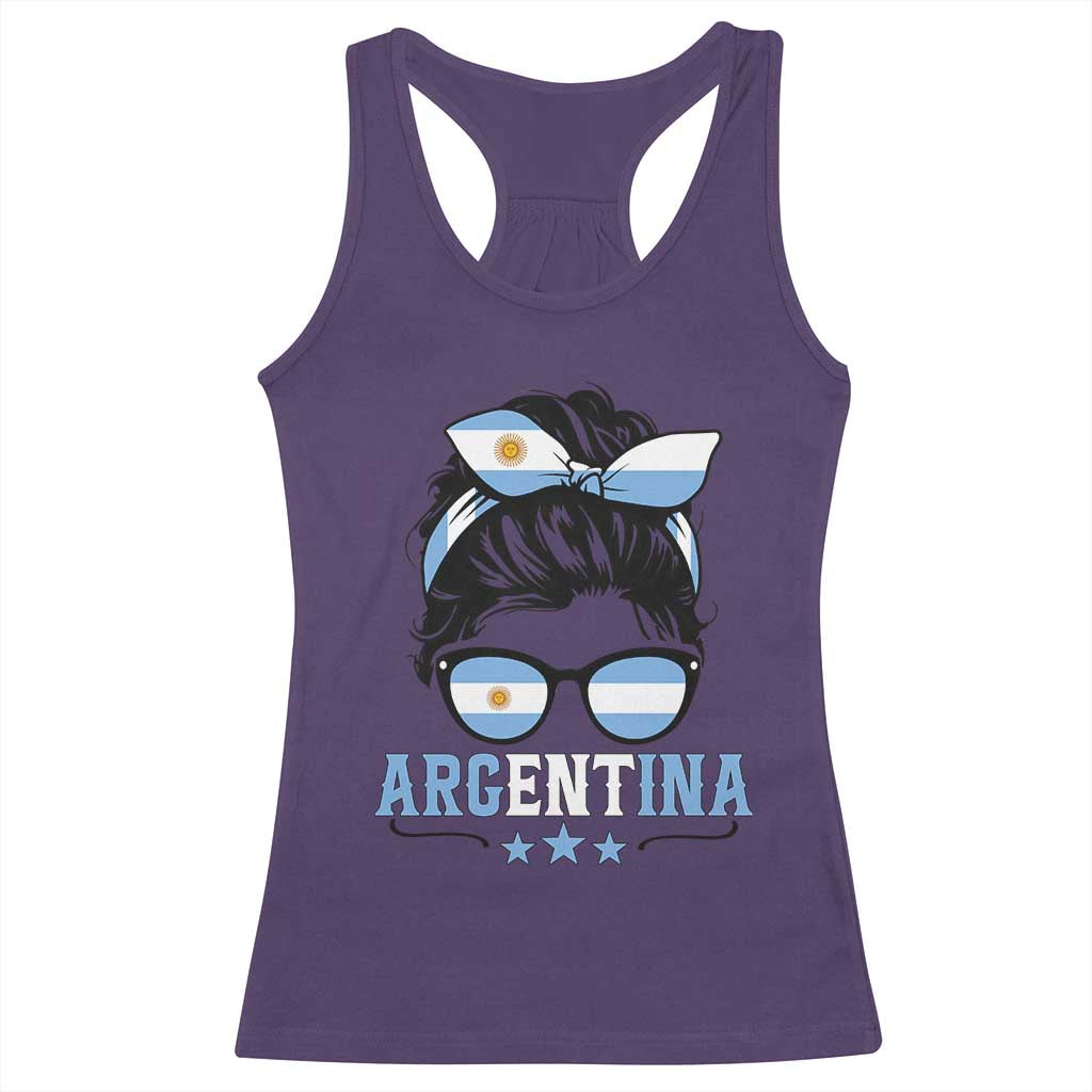 Argentina Messy Bun Proud Argentinian Flag Racerback Tank Top TS14 Purple Print Your Wear