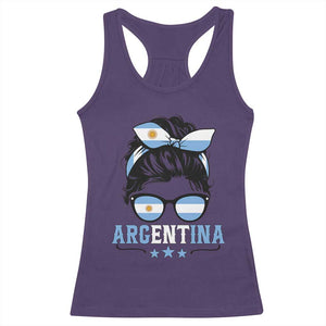 Argentina Messy Bun Proud Argentinian Flag Racerback Tank Top TS14 Purple Print Your Wear