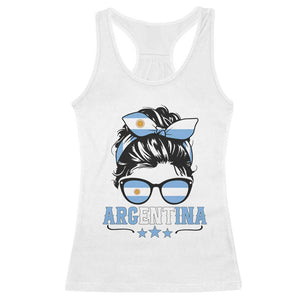 Argentina Messy Bun Proud Argentinian Flag Racerback Tank Top TS14 White Print Your Wear