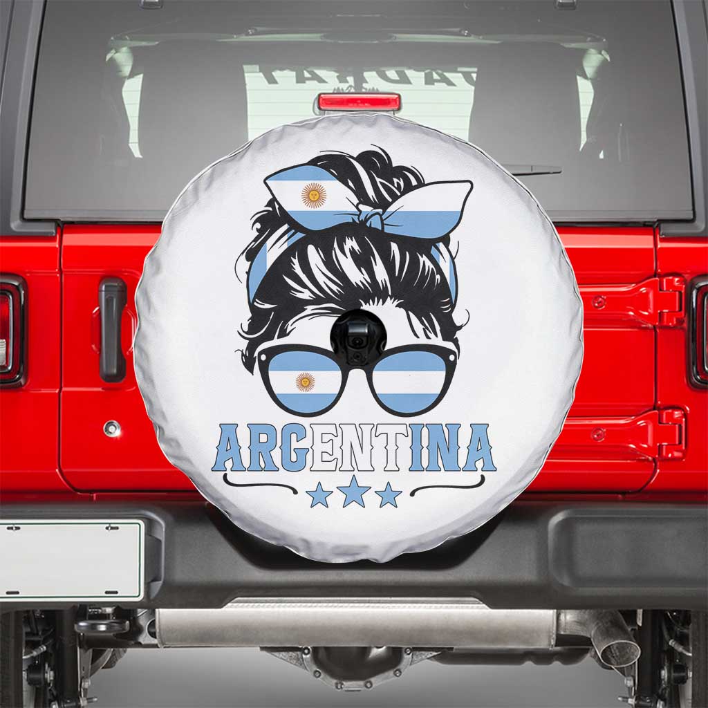Argentina Messy Bun Proud Argentinian Flag Spare Tire Cover TS14 White Print Your Wear
