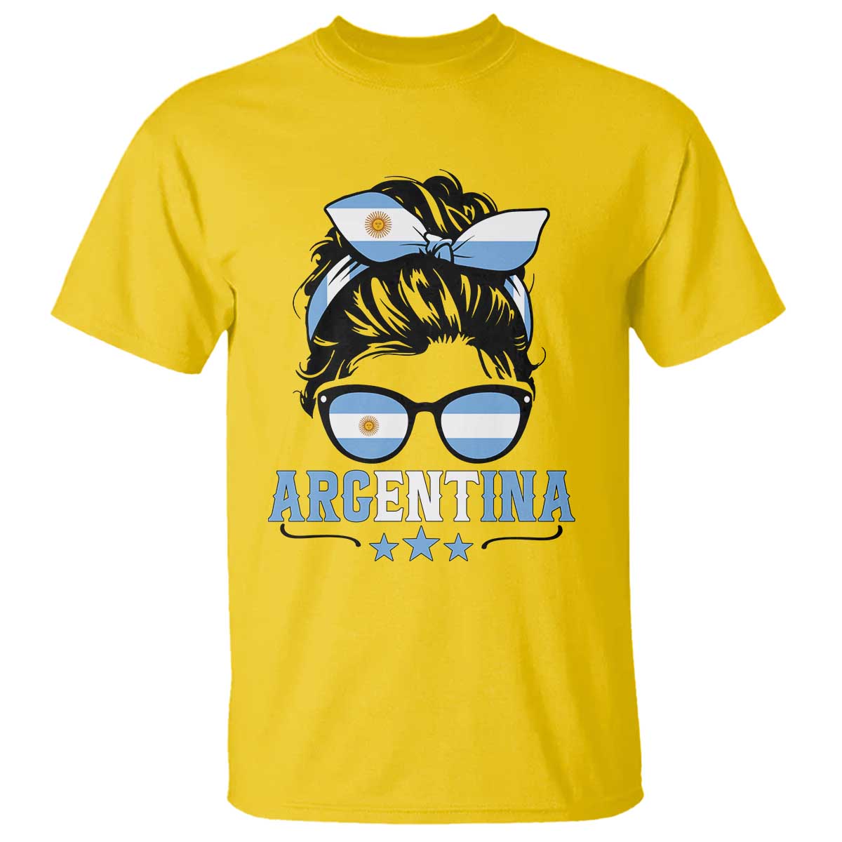 Argentina Messy Bun Proud Argentinian Flag T Shirt TS14 Daisy Print Your Wear