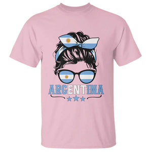 Argentina Messy Bun Proud Argentinian Flag T Shirt TS14 Light Pink Print Your Wear