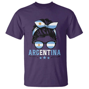 Argentina Messy Bun Proud Argentinian Flag T Shirt TS14 Purple Print Your Wear