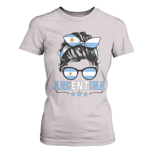 Argentina Messy Bun Proud Argentinian Flag T Shirt For Women TS14 Ice Gray Print Your Wear