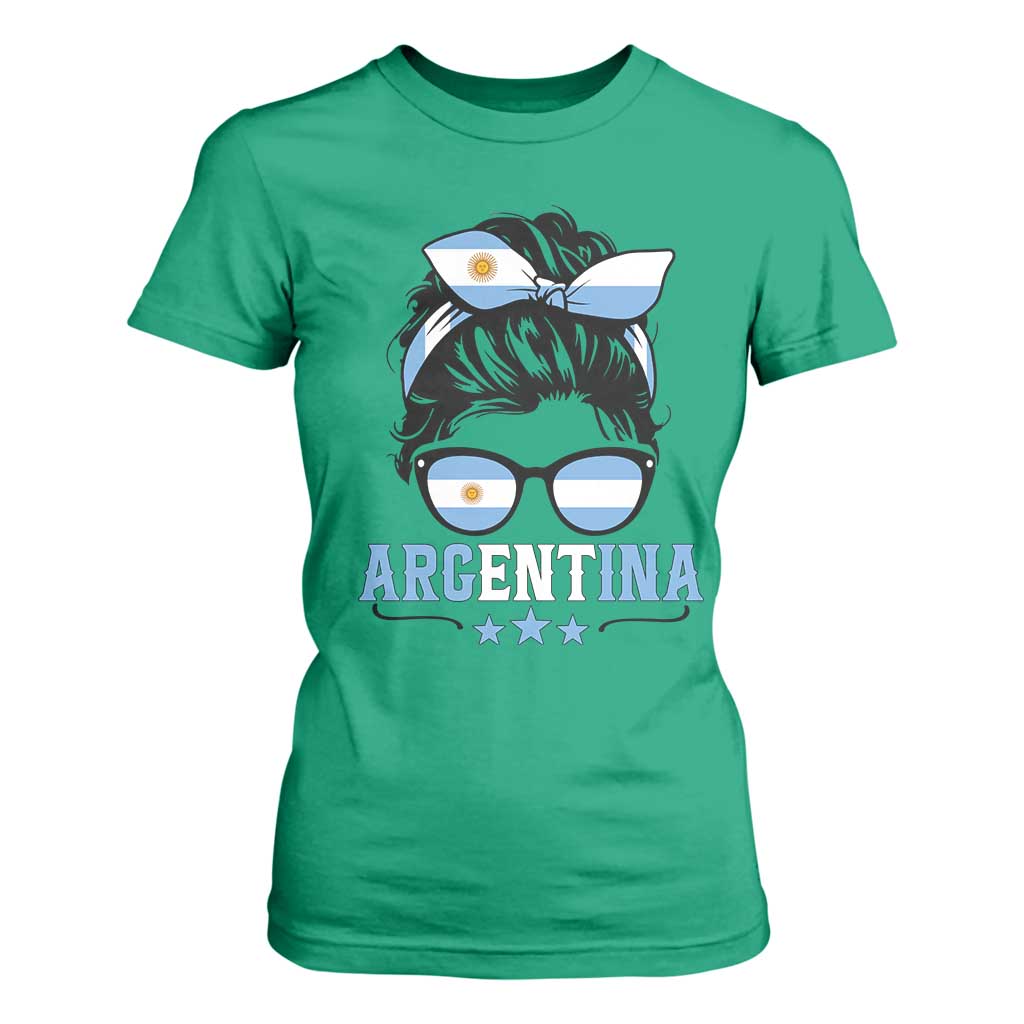 Argentina Messy Bun Proud Argentinian Flag T Shirt For Women TS14 Irish Green Print Your Wear